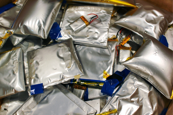 Used Lithium Ion batteries ready for recycling